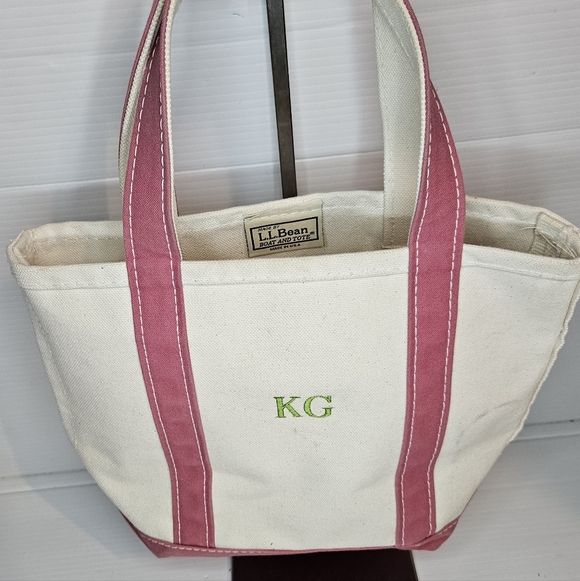 L.L.Bean Boat and Tote Pink Canvas Bag Made in USA Heavy Duty Tote 12" x 12"×4 - Picture 2 of 8
